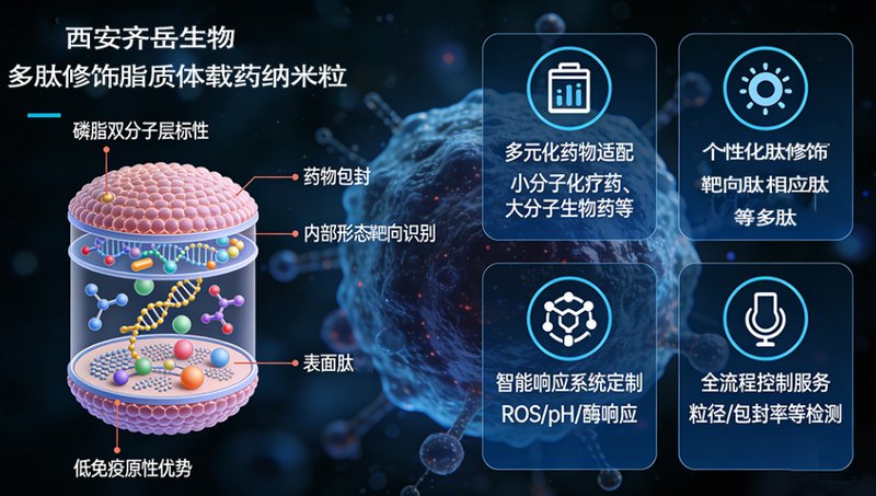 多肽修饰的脂质体载药纳米颗粒定制合成技术