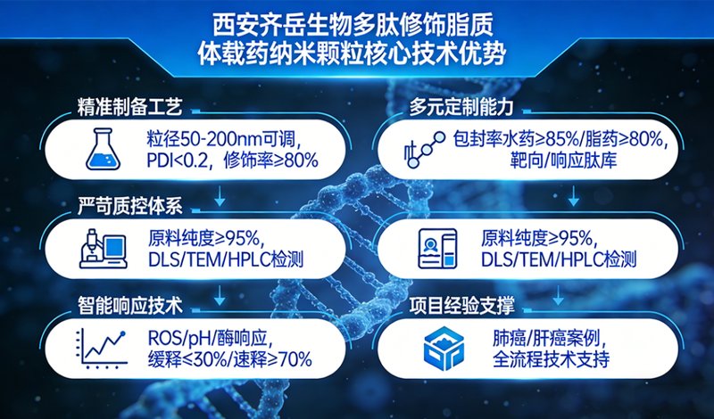 多肽修饰的脂质体载药纳米颗粒定制合成技术