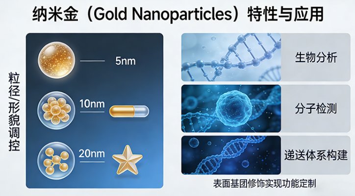 不同粒径纳米金定制（5nm / 10nm / 20nm 等）