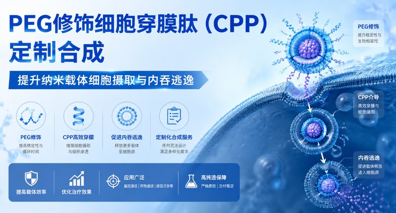 PEG修饰细胞穿膜肽(CPP)定制合成|提升纳米载体细胞摄取与内吞逃逸