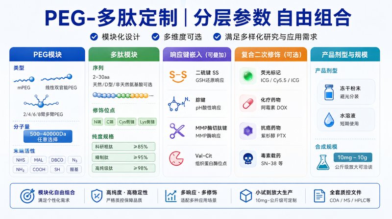 PEG功能化多肽精准定制|mPEG、线性PEG及多臂PEG