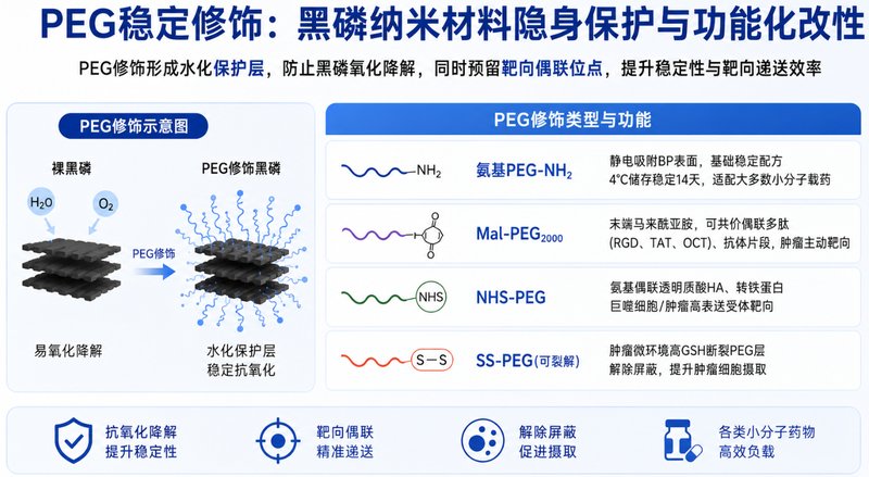 黑磷纳米材料小分子载药定制与功能化修饰