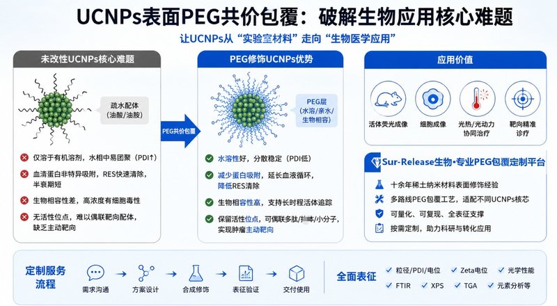PEG包覆上转换发光纳米颗粒(UCNPs)制备与功能化定制
