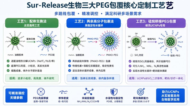 PEG包覆上转换发光纳米颗粒(UCNPs)制备与功能化定制