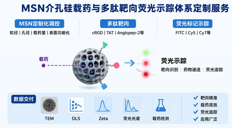 介孔硅MSN载药-靶向修饰-荧光成像三功能纳米体系定制
