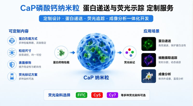 磷酸钙纳米颗粒（CaP）蛋白负载与荧光探针修饰定制