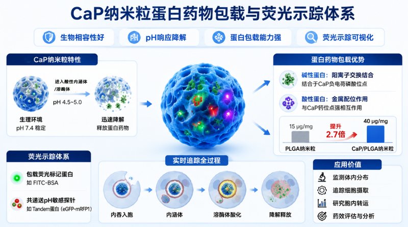 磷酸钙纳米颗粒（CaP）蛋白负载与荧光探针修饰定制
