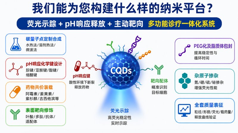 碳量子点载药荧光示踪与pH响应定制