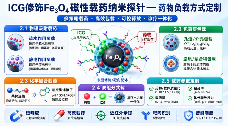 ICG荧光标记Fe₃O₄磁性载药纳米探针定制