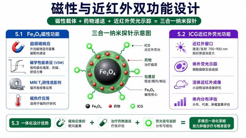 ICG荧光标记Fe₃O₄磁性载药纳米探针定制