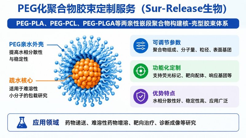 疏水小分子药物PEG胶束定制|增溶、载药与控释一体化