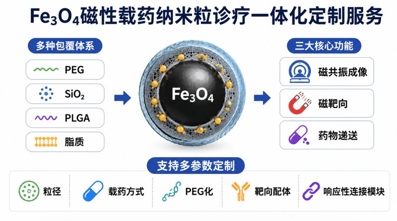 磁共振成像-药物递送双功能Fe₃O₄纳米粒定制