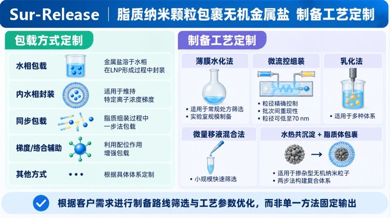 LNP包载无机金属盐定制|配方与表面功能化可选