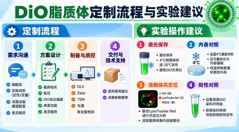 DiO绿色荧光脂质体定制:让细胞摄取过程“看得见”