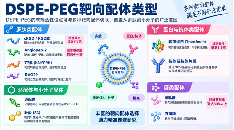 DSPE-PEG靶向配体偶联材料定制:多肽、蛋白、适配体功能化