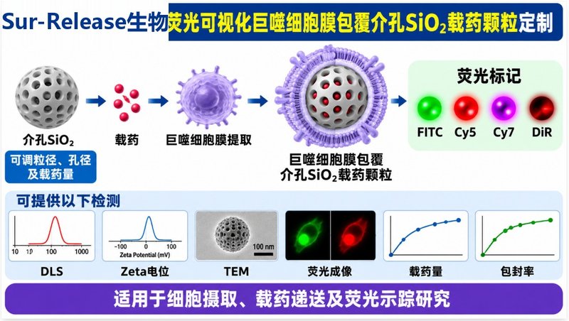 巨噬细胞膜包覆介孔SiO₂怎么做？载药与荧光方案可定制