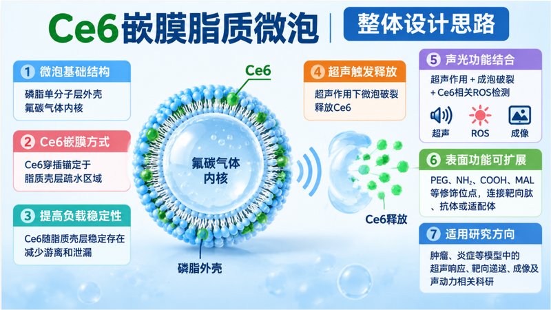 Ce6嵌入型脂质微泡定制,疏水光敏剂高效负载体系开发