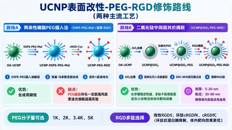 UCNP上转换纳米颗粒定制合成,PEG修饰与RGD靶向功能开发