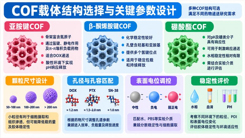 COF纳米载体定制:DOX/PTX/SN-38药物负载与递送体系开发