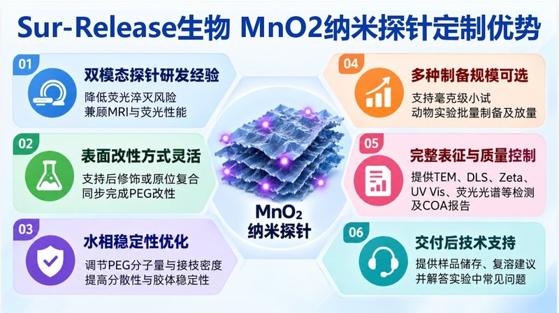 MnO₂双模态纳米探针怎么定制？荧光标记与MRI功能一体化