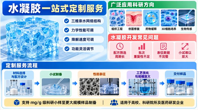 水凝胶科研定制服务：小试开发、系统表征与放大制备