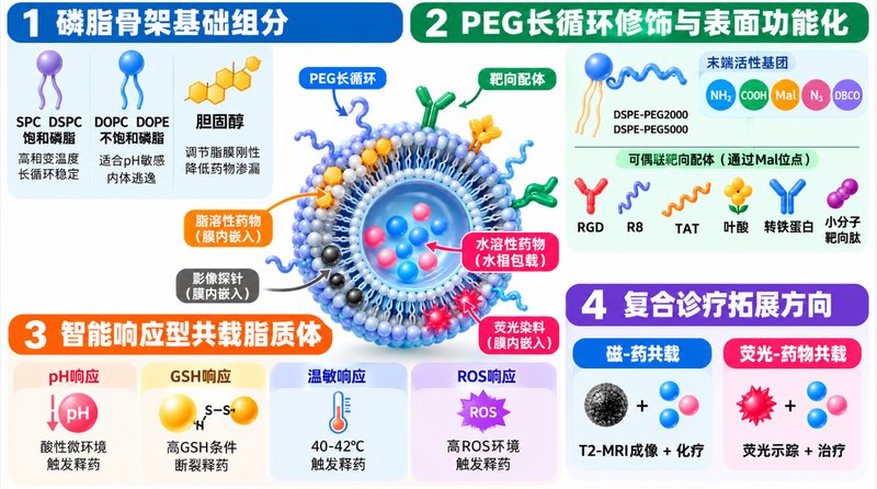 多药共载脂质体定制:协同递送、靶向修饰与响应释放