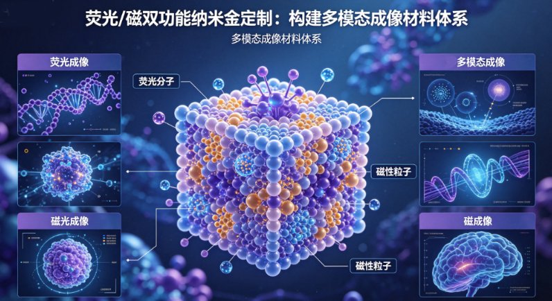 荧光/磁双功能纳米金定制:构建多模态成像材料体系