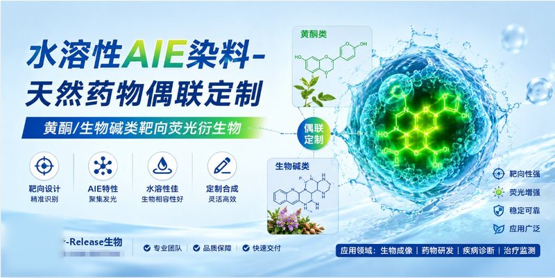 水溶性AIE染料-天然药物偶联定制：黄酮/生物碱类靶向荧光衍生物 | Sur-Release生物技术服务