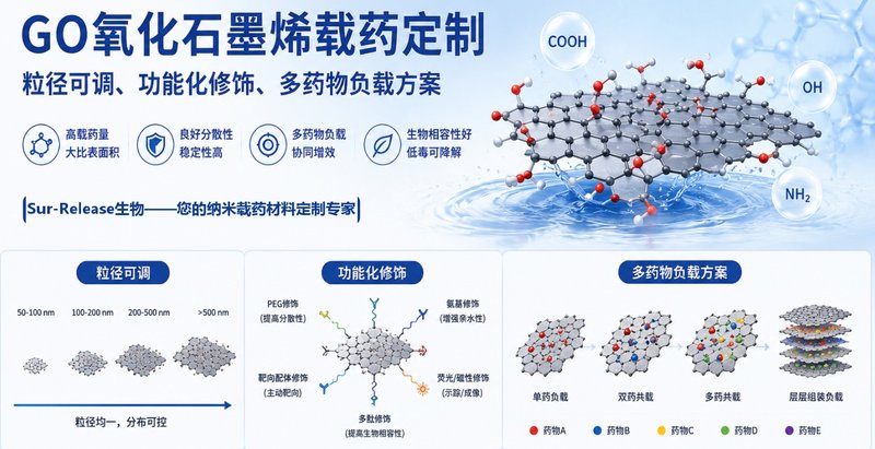 GO氧化石墨烯载药定制:粒径可调、功能化修饰、多药物负载方案 | Sur-Release生物技术服务
