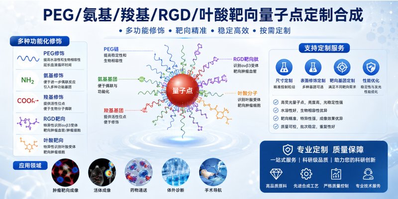 PEG/氨基/羧基/RGD/叶酸靶向量子点定制合成