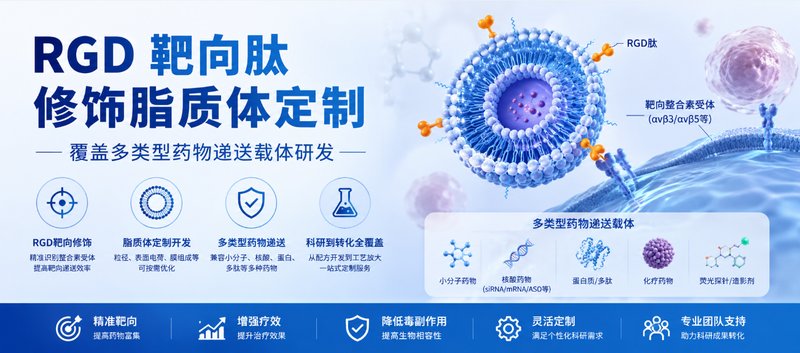 RGD 靶向肽修饰脂质体定制，覆盖多类型药物递送载体研发
