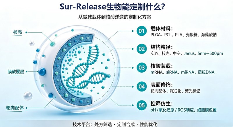 mRNA/siRNA核酸递送微球定制合成，打造稳定、高效、可控释放载体平台