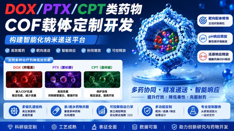 DOX/PTX/CPT类药物COF载体定制开发｜构建智能化纳米递送平台