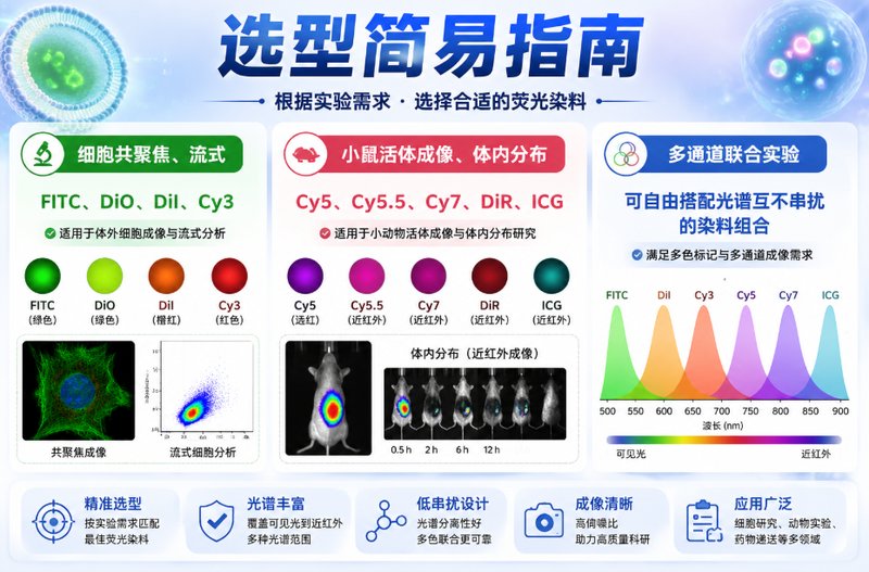 荧光脂质体定制合成服务｜支持DiO、DiI、DiD、DiR多色标记方案