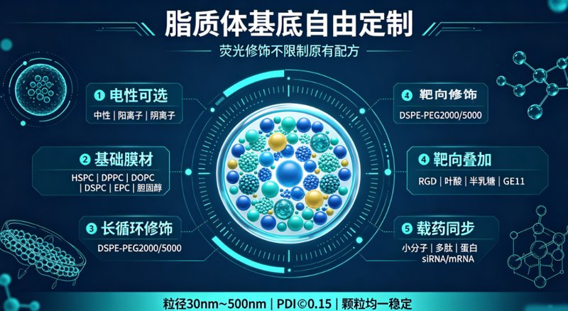 荧光脂质体定制合成服务｜支持DiO、DiI、DiD、DiR多色标记方案
