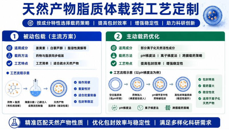 天然活性物载药脂质体定制开发|支持包封优化与靶向递送研究