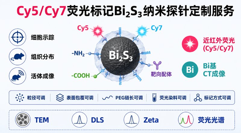 Cy5/Cy7荧光标记Bi₂S₃纳米探针定制：多功能成像平台构建