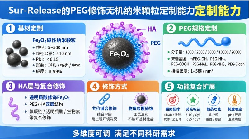 Fe₃O₄磁性纳米颗粒怎么做PEG和HA双修饰定制合成?