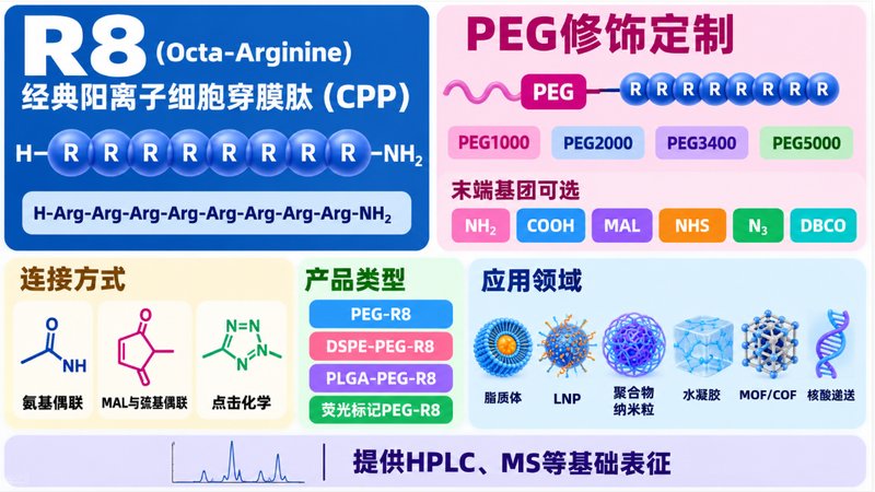 PEG修饰R8多肽定制:阳离子穿膜性能优化