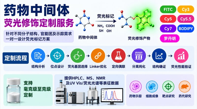荧光修饰药物中间体定制：位点、Linker与荧光基团协同设计