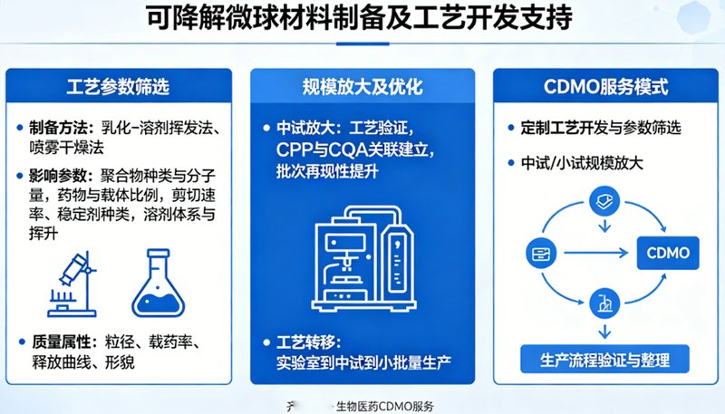 可降解微球材料制备关键工艺参数筛选与放大研究 CDMO服务