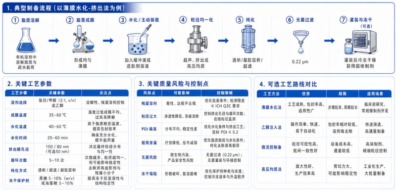 造影脂质体制剂的配方设计，工艺路线解析，分析表征与质量控制服务