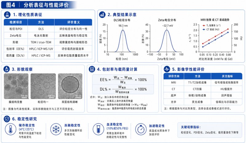 造影脂质体制剂的配方设计，工艺路线解析，分析表征与质量控制服务