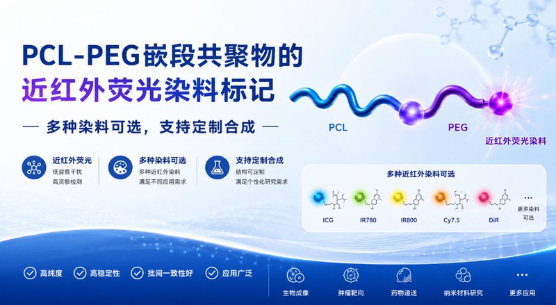 PCL-PEG嵌段共聚物的近红外荧光染料标记:多种染料可选,支持定制合成