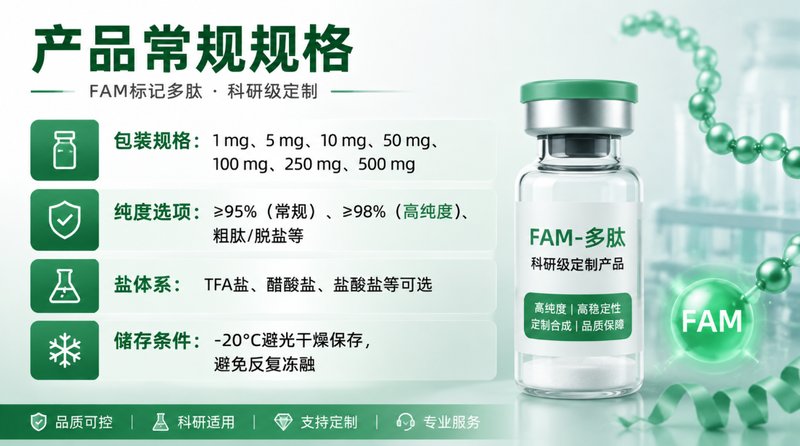 FAM标记多肽定制合成服务：羧基荧光素修饰与荧光示踪应用