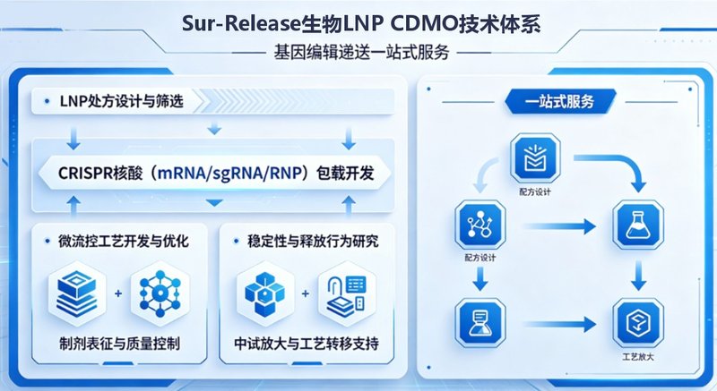 基因编辑 LNP 载体 CDMO服务:CRISPR递送系统开发解决方案---Sur-Release生物技术服务