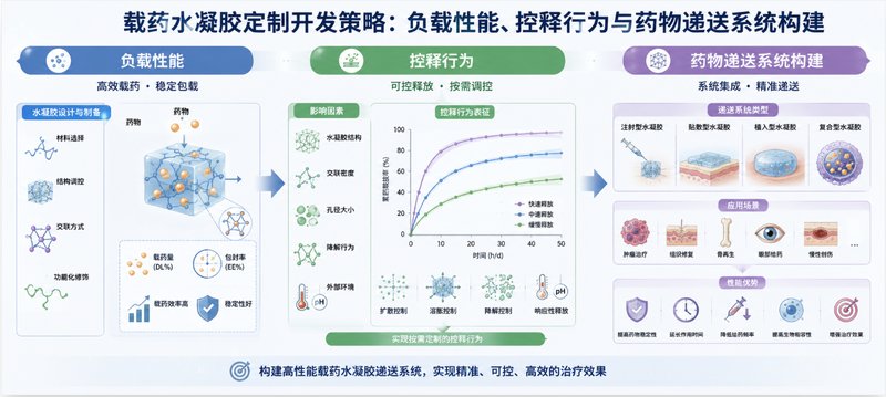 载药水凝胶定制开发策略：负载性能、控释行为与药物递送系统构建