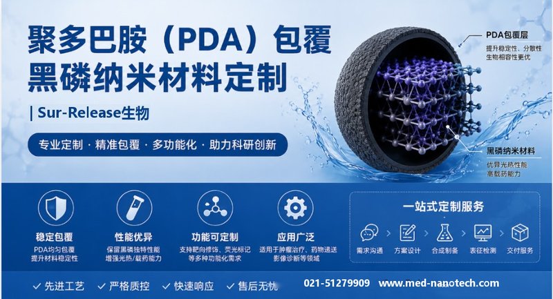 BP@PDA（聚多巴胺包覆黑磷）核壳纳米材料定制 Sur-Release生物技术服务